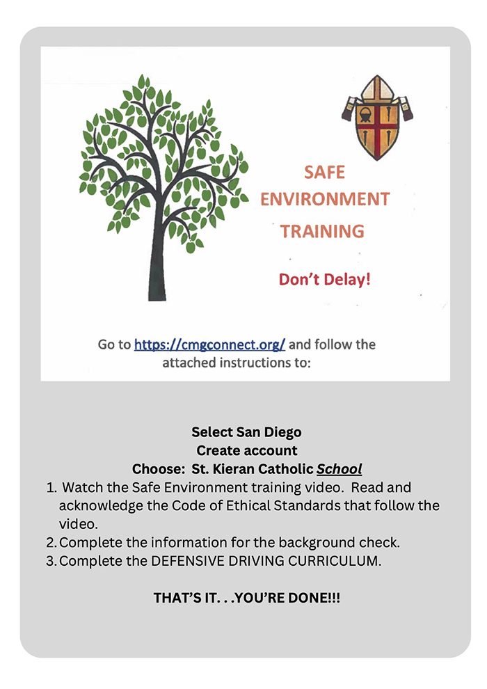 Safe Environment Training Don't Delay - https://cmgconnect.org